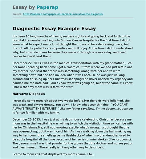 Diagnostic Essay Example Free Essay Example