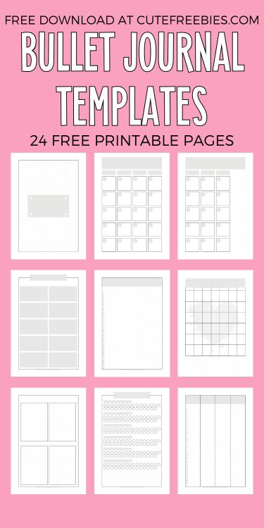 Free Bullet Journal Printable Templates Cute Freebies For You