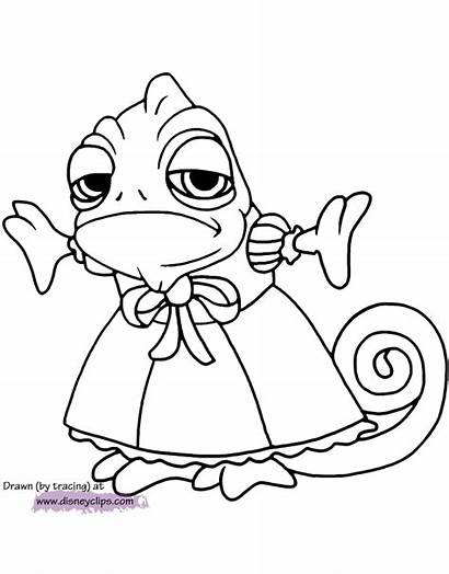 Coloring Tangled Pascal Pages Disney Rapunzel Wearing