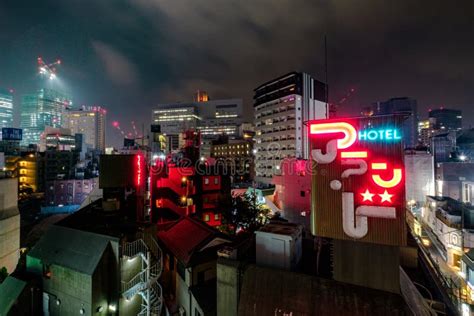 Tokyo Cityscape And Hotel Neon Lights Editorial Stock Photo Image Of