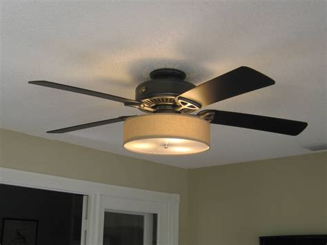 Usually central and already hardwired, adding lighting. Low Profile Linen Drum Shade Light Kit for Ceiling Fan ...