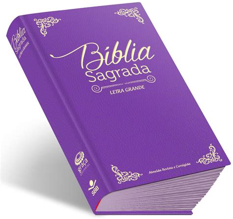 Bíblia Sagrada Com Letra Grande Capa Flexível Lilás Rc R 2990 Em