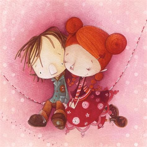 Couple Balançoire Whimsical Art Illustration Pin Illustration