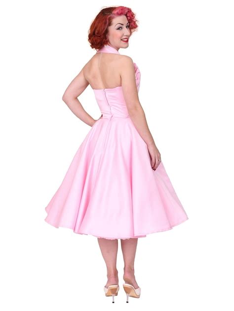 1950s Halterneck Pink Duchess Dress From Vivien Of Holloway