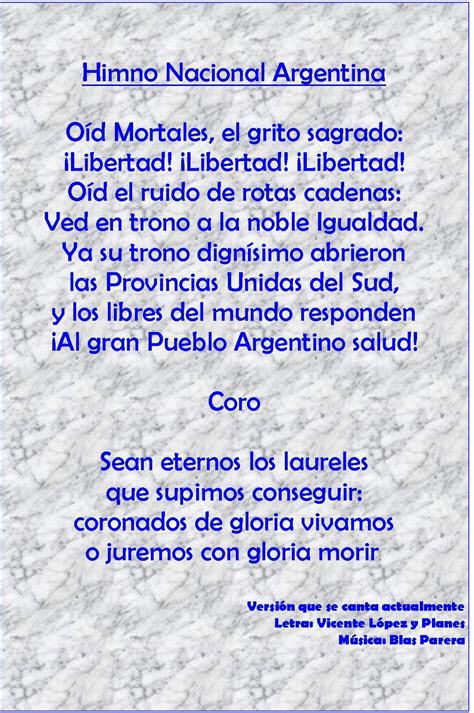 Letra Del Himno Nacional Argentino Por Que Se Creo El