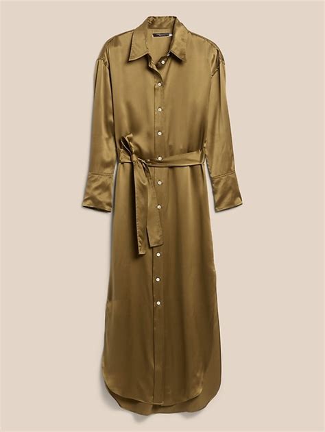 Muse Silk Maxi Shirtdress Banana Republic