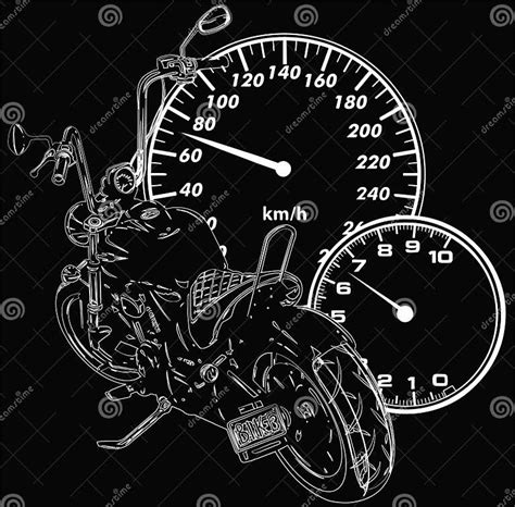 Custom Motorcycle With Speedometer Vector Illustration Design Stock