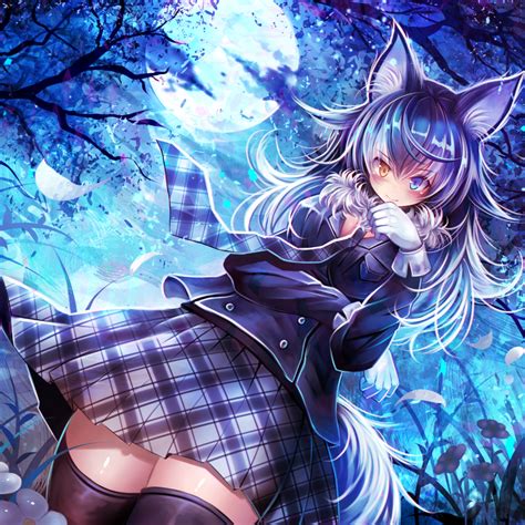 Purple Anime Wolf Girl Furry