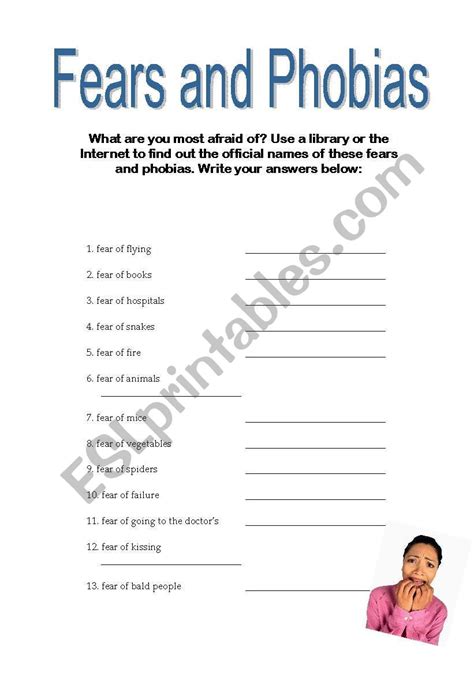 Fears And Phobias 1 Esl Worksheet By Purrfectenglish