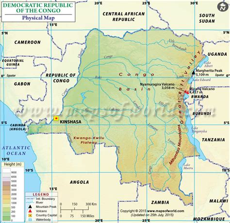 Physical Map Of Democratic Republic Of The Congo Dr Congo