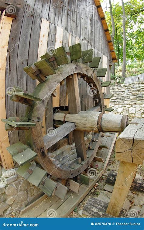 Water Mill Traditional Wooden Paddle Wheel Romania Stock Photo