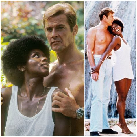 Roger Moore And Gloria Hendry For The 1973 James Bond Feature Live And