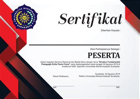 It's easy to create certificates when you use a program you're already familiar with and use daily. Download Kumpulan template sertifikat Seminar Nasional Merah corel draw