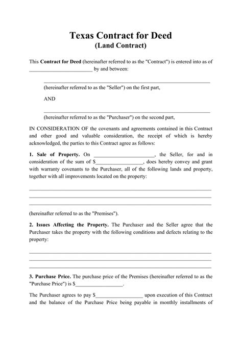 Texas Contract For Deed Land Contract Fill Out Sign Online And