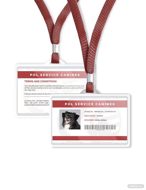 Free Printable Seizure Dog Id Card Template
