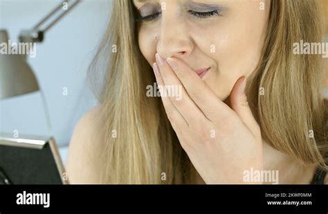 Sad Girl Looking On The Photo In A Frame And Crying Steadycam Shot Stock Video Footage Alamy