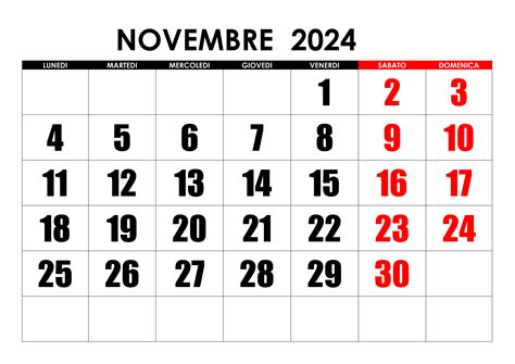 Calendario Novembre 2024 Calendariosu