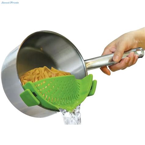 Sweettreats Strain Clip On Silicone Strainer Green Dishwasher Safe