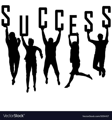Success Concept With Young Team Silhouettes Vector Image