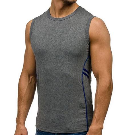 CALOFE Men Running Vests Sweat Sports Tank Top Print Cotton