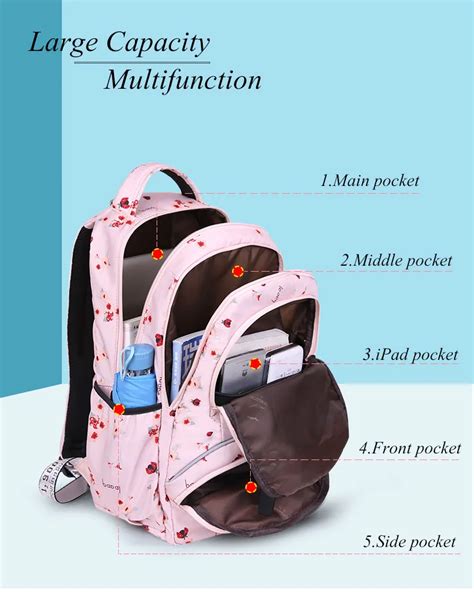 New Large Schoolbag Cute Student School Backpack Printed Waterproof