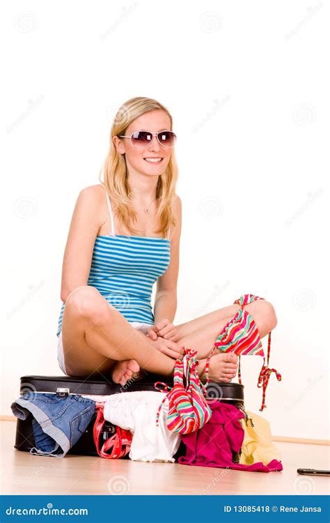 Girl Packing Summer Clothes Royalty Free Stock Photos Image 13085418