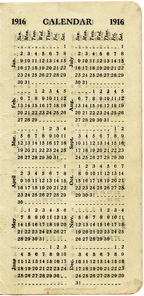 Calendar Pages For 1916 1917 Calendar Pages Vintage Calendar Calendar