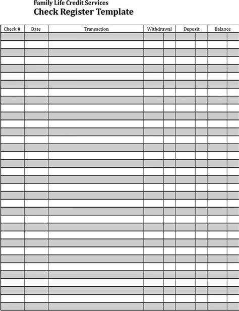 Blank Check Register Template Excel ~ Addictionary
