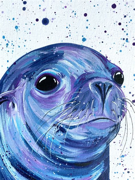 Sea Lion Painting Claude An Original Acrylic Painting Of A Etsy Uk