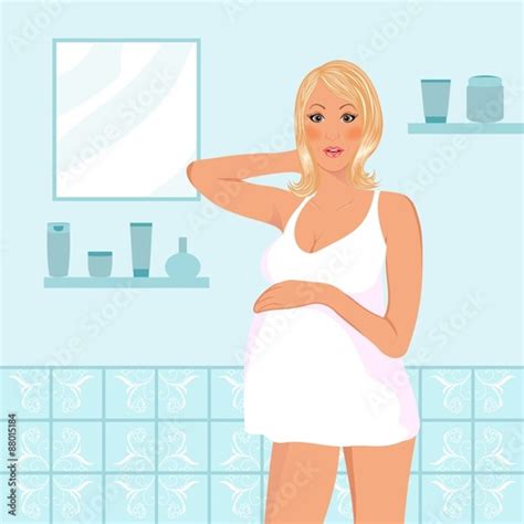 Illustration Of Pregnant Women In Bathroom Vector De Stock Adobe Stock