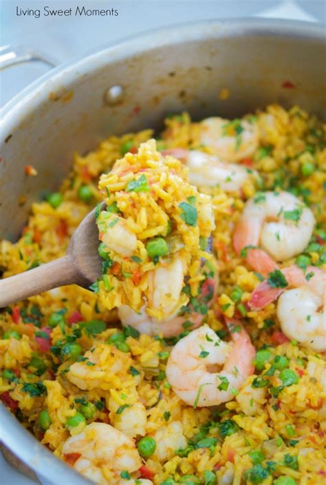 Add the rice and stir well. Succulent Spanish Shrimp With Yellow Rice - Living Sweet ...