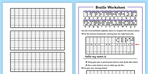 Free Braille Worksheets Language Resources Twinkl
