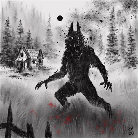 Warning 8x8 Fine Art Print Werewolf Monster Cryptid Dark Etsy