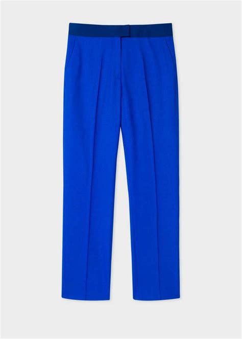 Paul Smith Womens Slim Fit Cobalt Blue Wool Hopsack Pants With