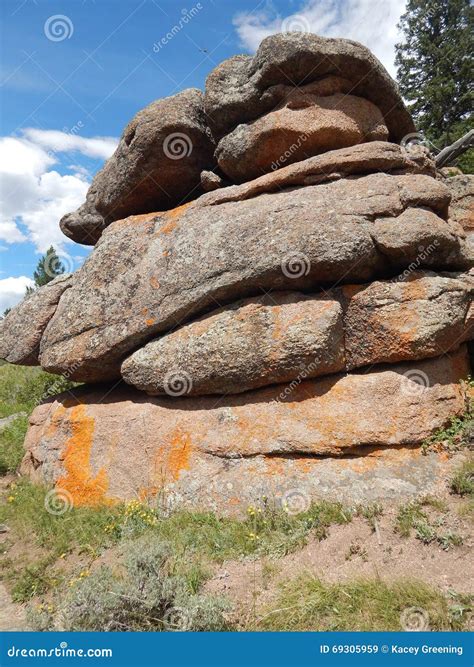 Balancing Act With Rocks In Vedauwoo Wyoming Stock Image Image Of