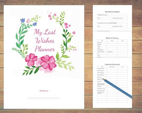 My Last Wishes Planner 85 X 11 Us Letter Size Pdf Printable Etsy