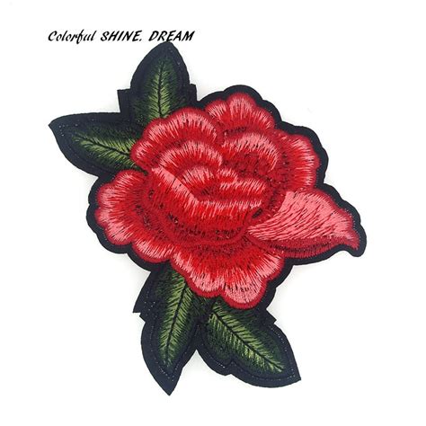 1pcs Rose Flower Patches For Clothing Iron On Embroidered Appliques Diy