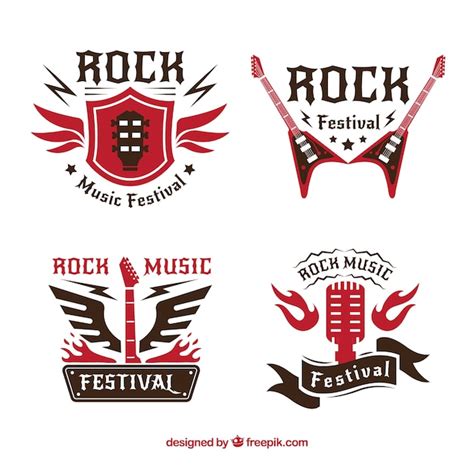 Premium Vector Rock Logo Collection With Flat Design
