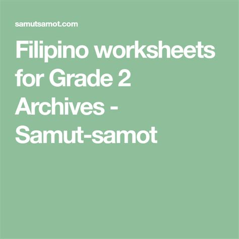 Filipino Worksheets For Grade 2 Archives Samut Samot Grade 1 Second