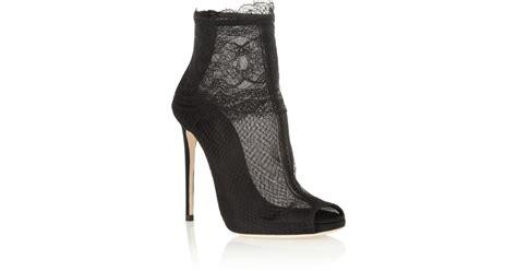 Dolce And Gabbana Lace Trimmed Net Ankle Boots In Black Lyst