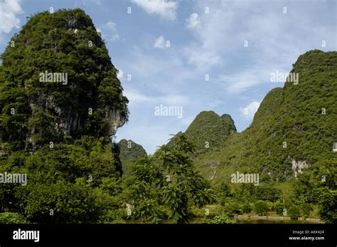 Karst Peaks In Yangshuo County Guilin Guangxi Province China Stock