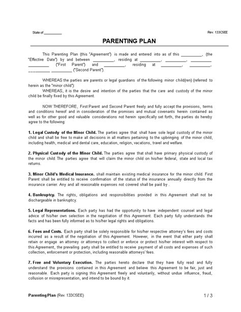 Parenting Plan Template Free Feel Free To Download Those Word Excel