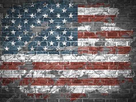 American Flag On A Brick Wall Premium Vector In Adobe Illustrator Ai