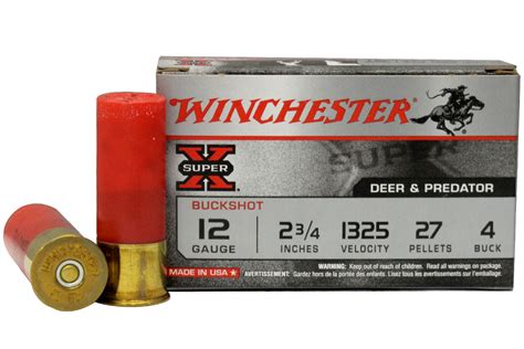 winchester 12 gauge 2 3 4 in 27 pellets 4 buck super x buckshot 5 box sportsman s outdoor