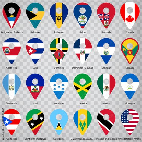 Twenty Four Flags Of American Countries Alphabetical Order With Name