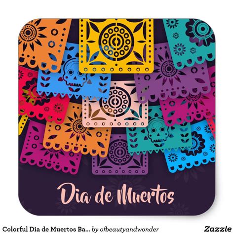 Colorful Dia De Muertos Banners Sticker Zazzle Dia De Los Muertos