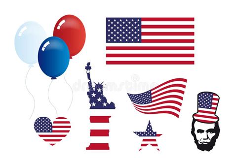 American Symbols Set Vector Stock Vector Illustration Of Independence