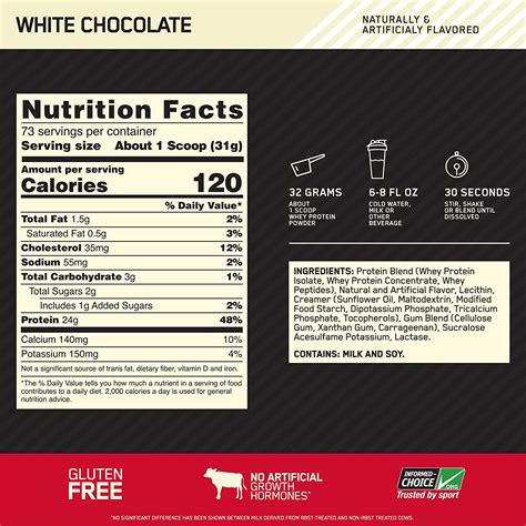 Optimum Nutrition Gold Standard 100 Whey Protein Powder White