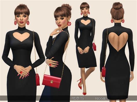 Hearts Black Dress With Long Sleeves By Paogae At Tsr Sims 4 Updates
