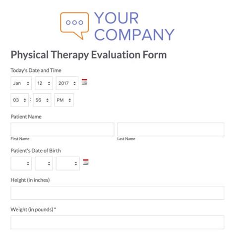 Physical Therapy Evaluation Form Template Formstack